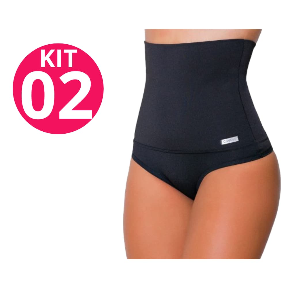 2 Calcinha Cinta Feminina Alta Compressão Aperta Barriga Cós Alto Modeladora Pós Parto Bariátrica