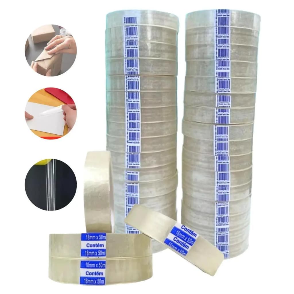 Kit 32 Fitas Adesivas 18x50 Metros Transparente Durex Direto da Fabrica
