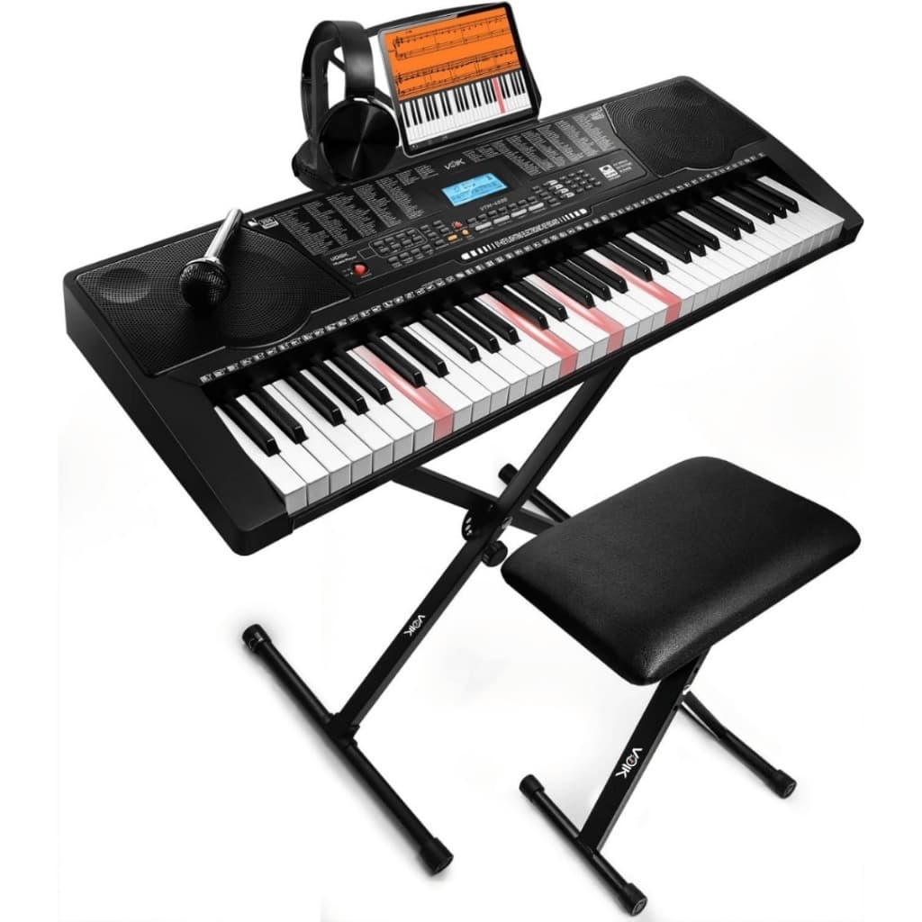 Kit Teclado Musical Completo Com Suporte 61 Teclas Voik VTM-4000