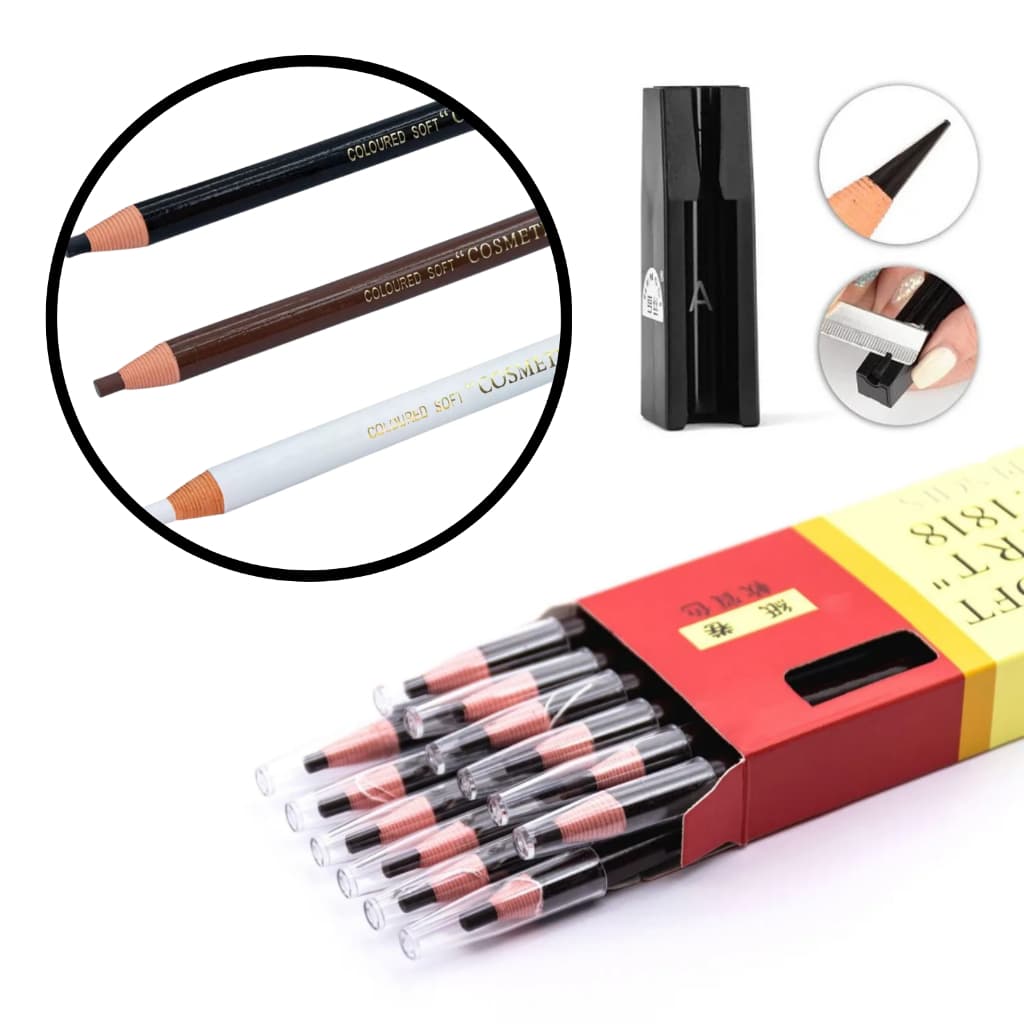 Kit Lapis Dermatografico Para Sobrancelhas Coloured Soft 1818 Cosmetic Art + Apontador Brinde