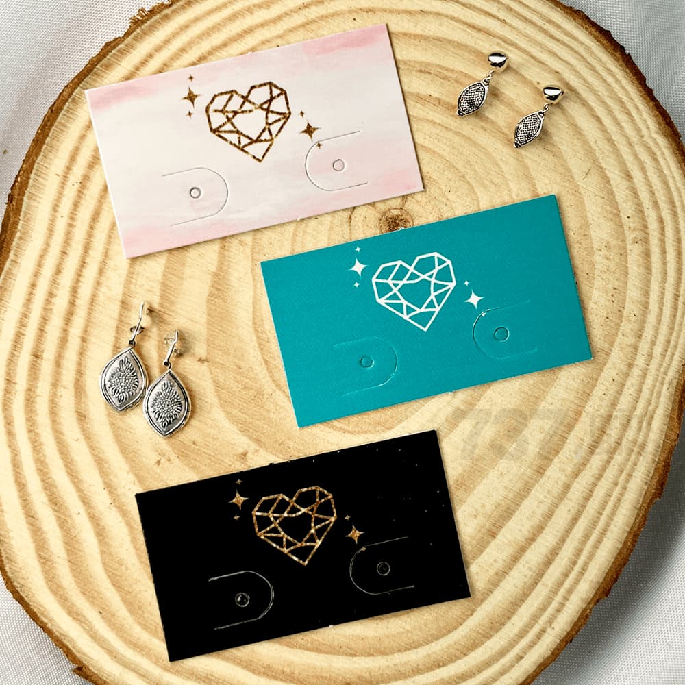 Tag para 1 Par de Brinco - Tamanho 4,5x3,5cm - Papel 300g com Verniz Total - Pronta Entrega