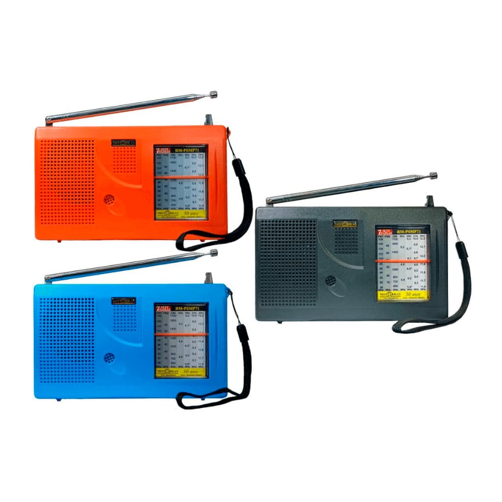 Rádio Portátil 7 Faixas - FM1/FM2/OM/4OC Só Pilhas -  Motobras
