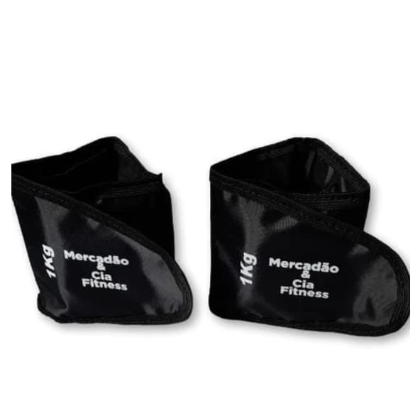 Mercadão & Cia Par de Caneleira de 1,2,3,4,5 kg Preta Academia Musculação Fitness CrossFit
