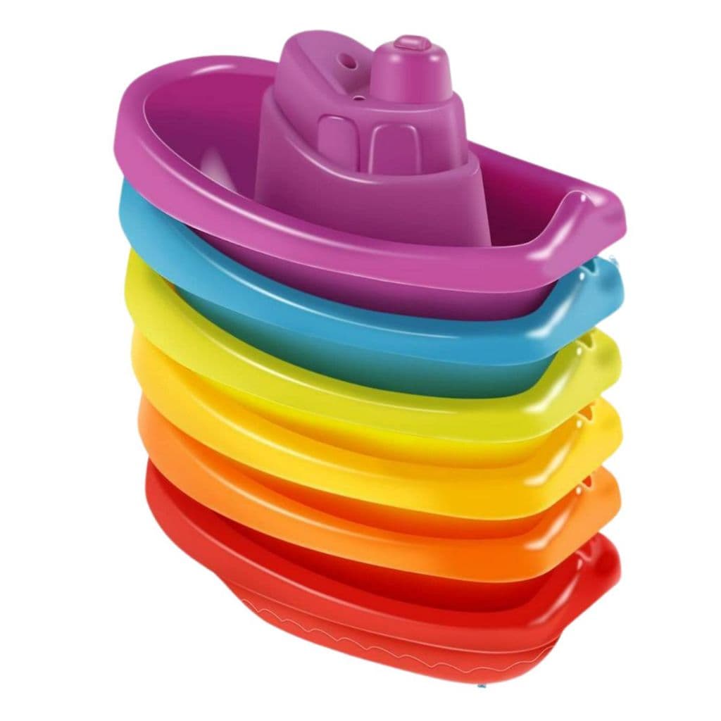 5 Barquinhos de Brinquedo Encaixe Torre Brinquedo para Bebe Banho Barcos de Banheira Coloridos