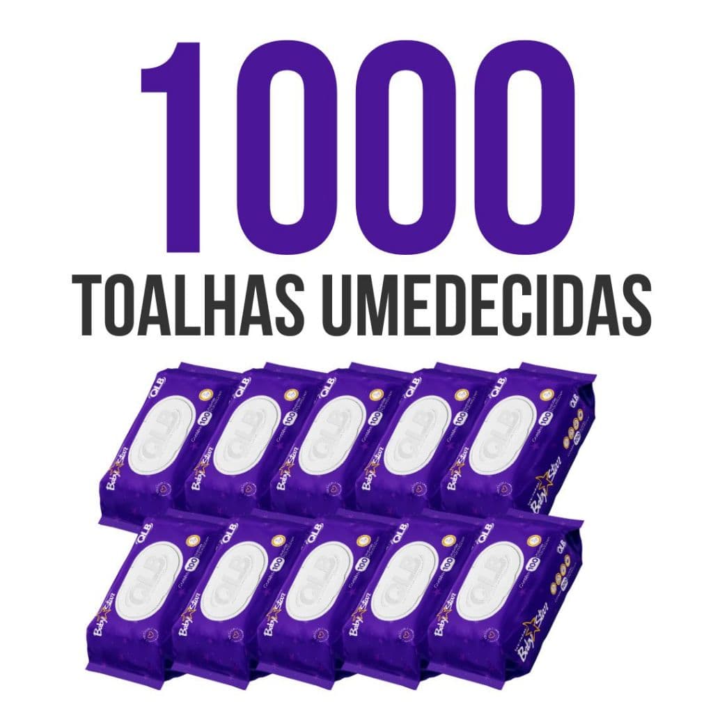 Caixa com 10 Lenços/Toalhas Umedecidas Baby Star Roxa c/ 100 Unidades Cada – Tampa FlipTop