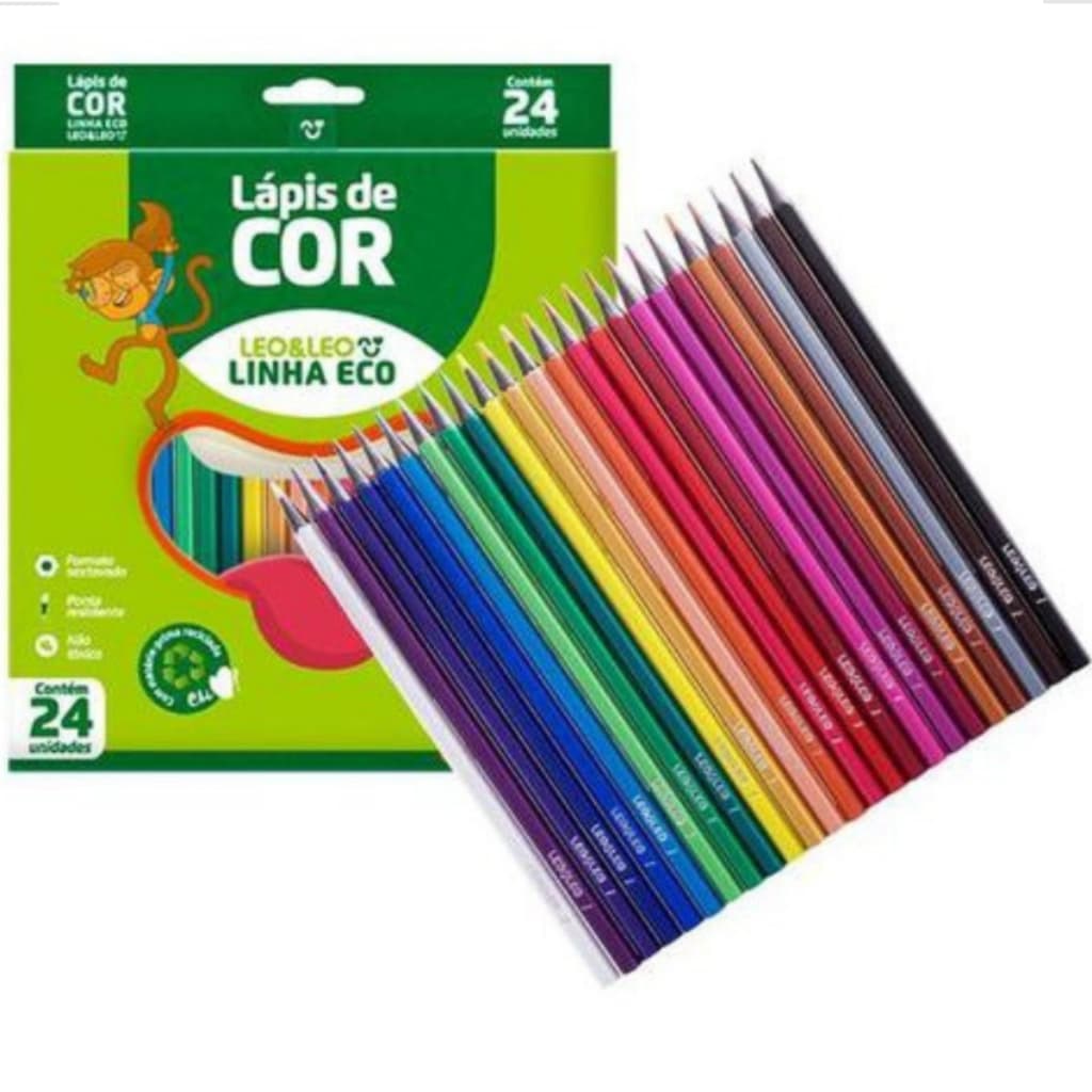 Lapis De Cor Eco Sextavado ou Redondo Leo&leo 24 Cores Ou 12 Cores - 1 Unidade
