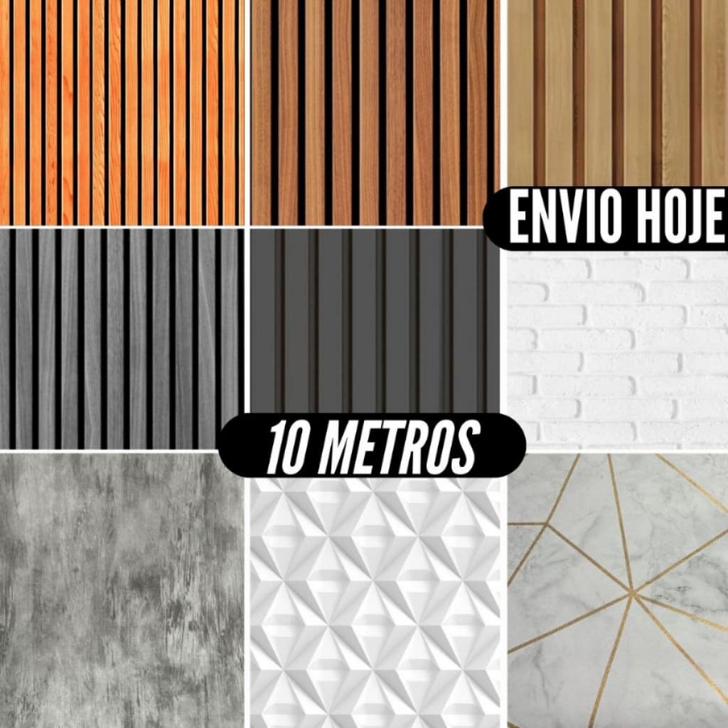 Papel de Parede Ripado Madeira  Cimento Queimado  Auto Adesivo Tijolinho Geométrico Mármore Branco