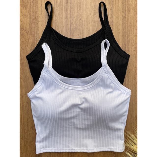 Kit 2 Cropped Feminino com Bojo Top Alcinha