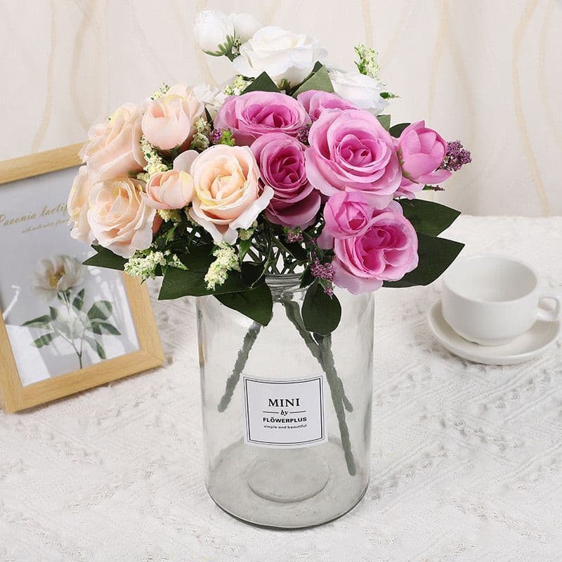 Buquê de flores artificiais enfeites de mesa e casamentos com 6 cabeças Ideal para Decoração festiva - FR 897