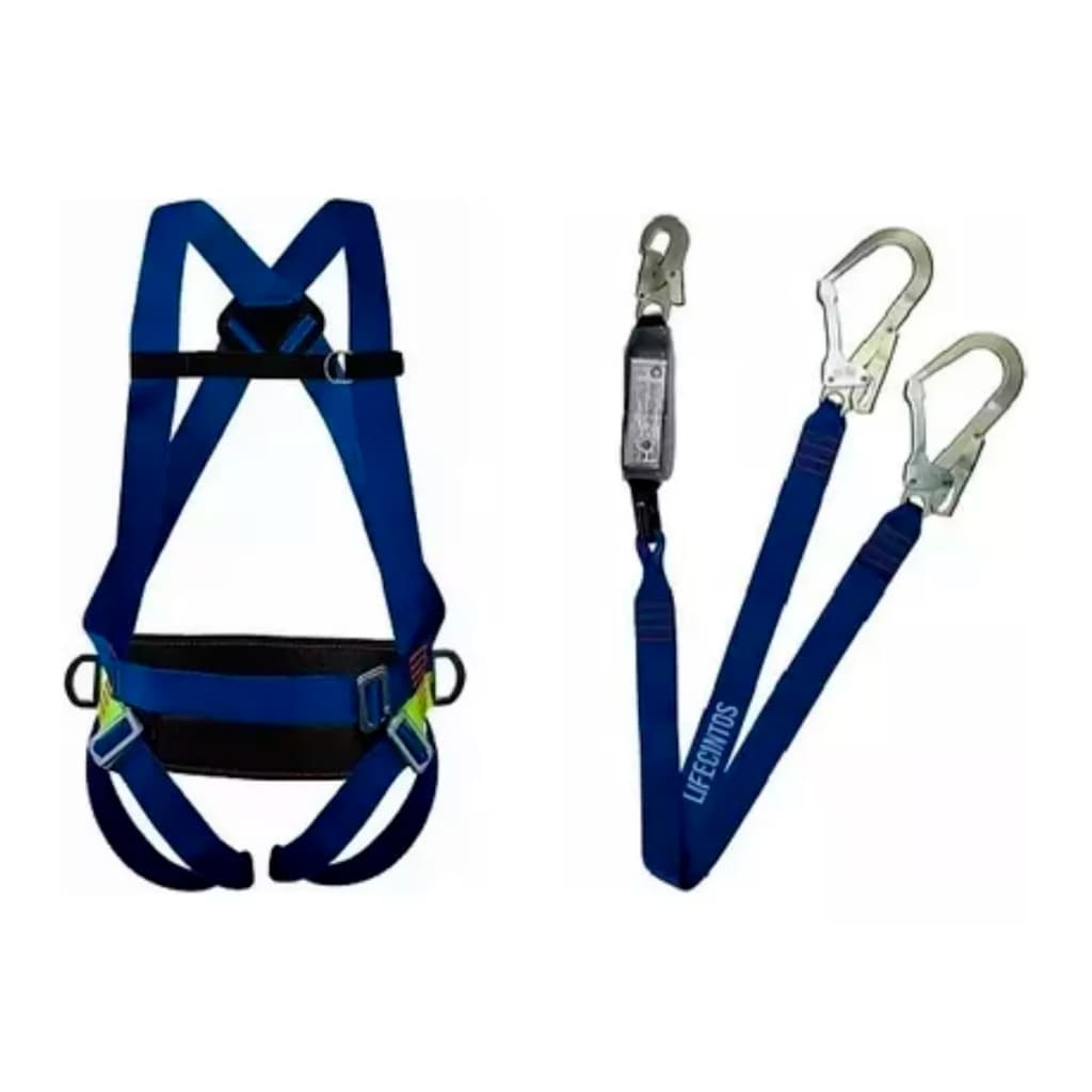 Life 2004 e 6002 cinto 3 pontos e talabarte com abs y altura segurança epi cor azul