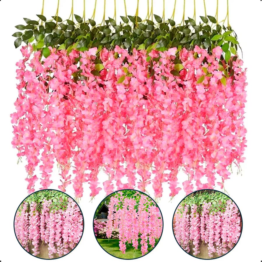 Kit 12 Ramos De Flores De cerejeiras Artificiais Permanente Grande Pendentes Para Decoração