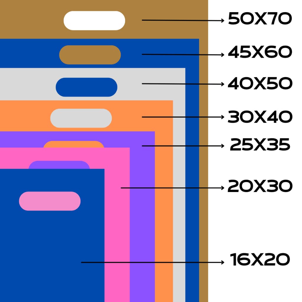 50 Sacolas Plásticas - 16X20 / 20X30 / 25X35 / 30X40 / 40X50 - Boca de Palhaço / Alça Vazada - Loja