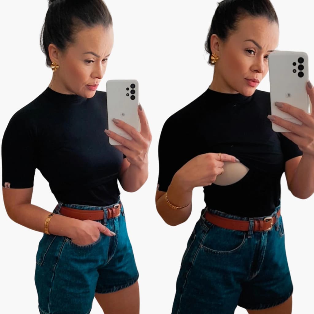 Blusa Amamentação, Manga curta, gestante.