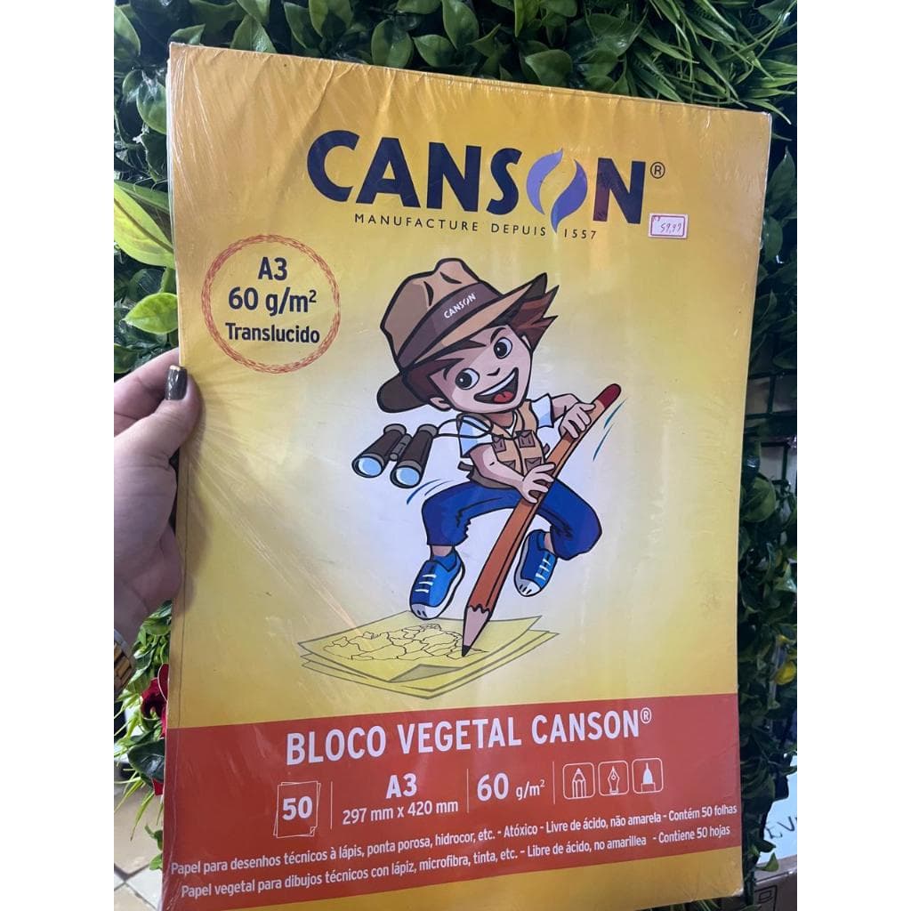 BLOCO VEGETAL CANSON A3 50 FOLHAS 60 GR