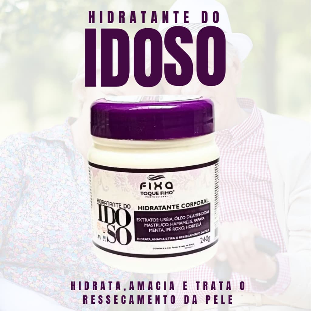 Creme do Idoso Calmante 240G Reduz a sensação de pele áspera e repuxada Hidrata Amacia Nutre Para todos os tipos de pele