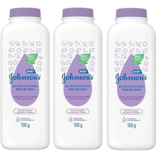 Kit 3 Talcos Pó Dermo Protetor JOHNSON'S® Hora do Sono 100 g ROXO