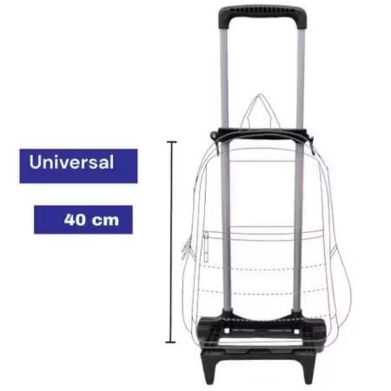 Carrinho para Mochila Escolar com 2 Hastes e Trava Tamanho Infantil com Rodinha de Silicone menina menino.