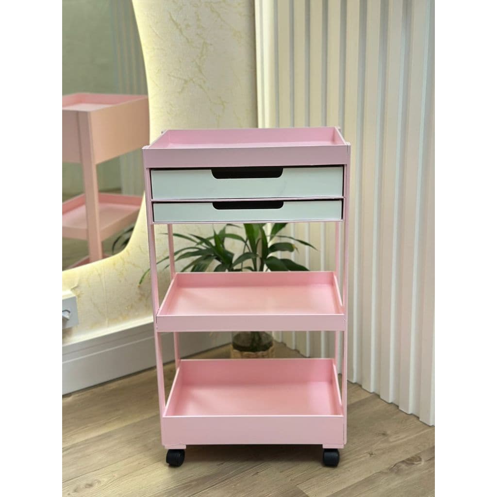 Carrinho Auxiliar Pintado Multiuso Prateleira C/Gavetas A4  C/Rodinhas Envio Rápido