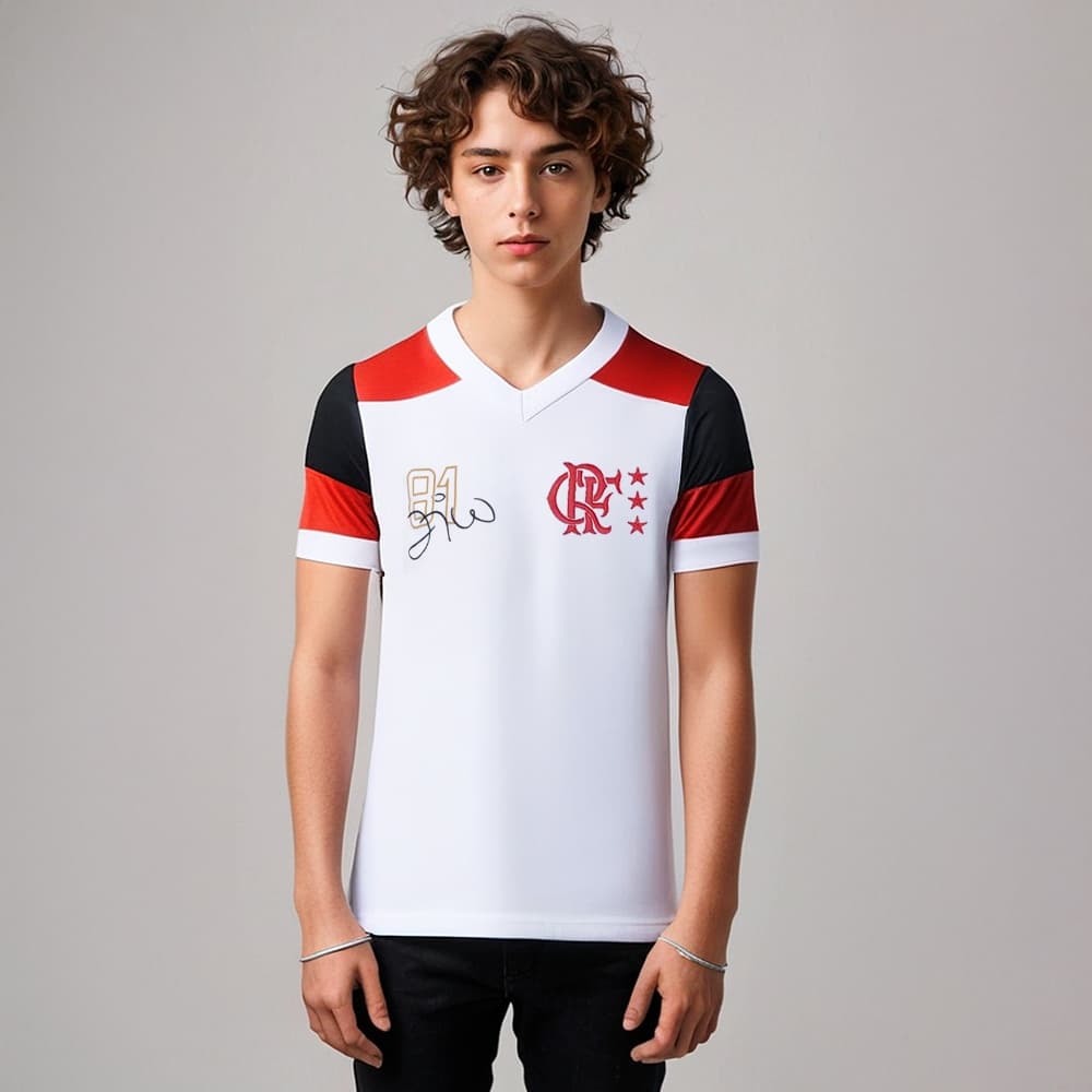 Camisa Flamengo Retrô Zico nº10 Mundial 1981 Dry Infantil Juvenil Branca Oficial