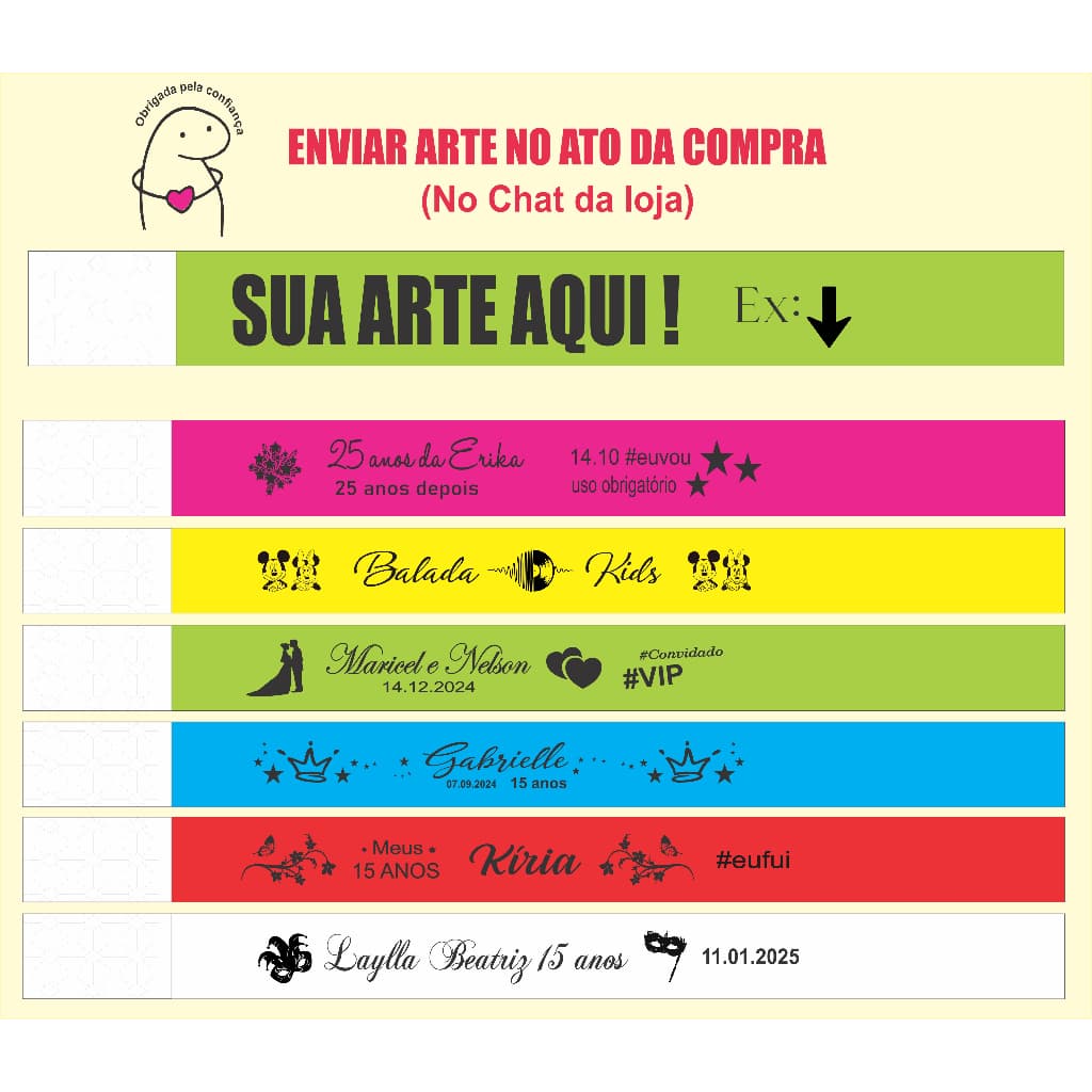 1000  500  300  200 Pulseira Personalizada Identificação Evento Balada Festa Casamento Aniversário