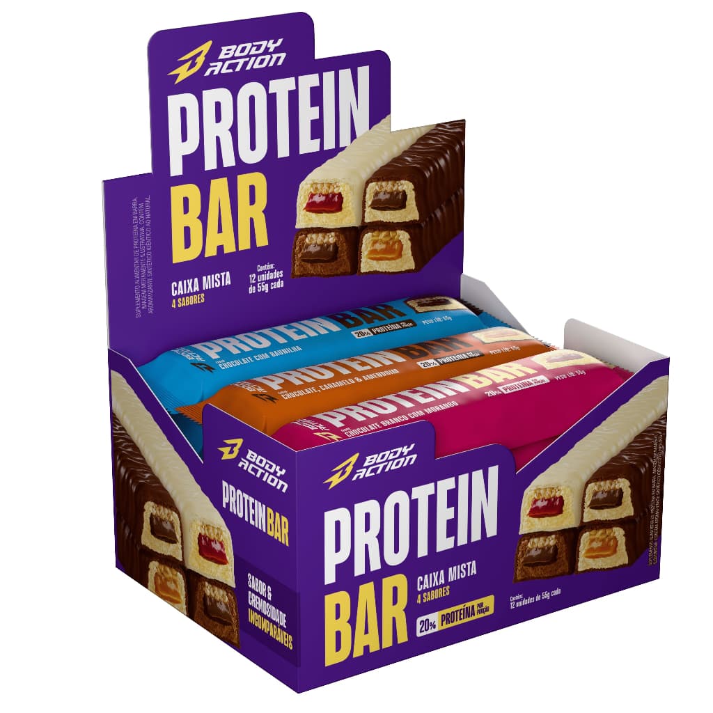 Barra De Proteína Protein Bar 20% Proteína Cx 12 Unidades Bodyaction