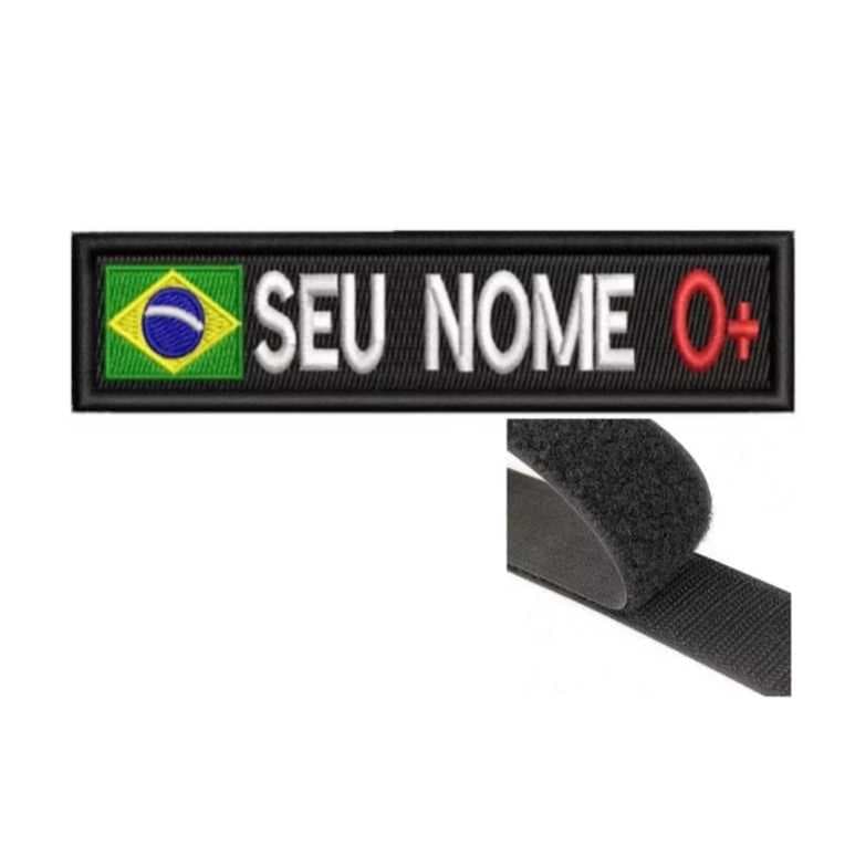 Tarja Patch - Bandeirinha do Brasil, seu nome e tipaguem Sanguínea -MANDAR IMEDIATAMENTE O NOME A SER BORDADO