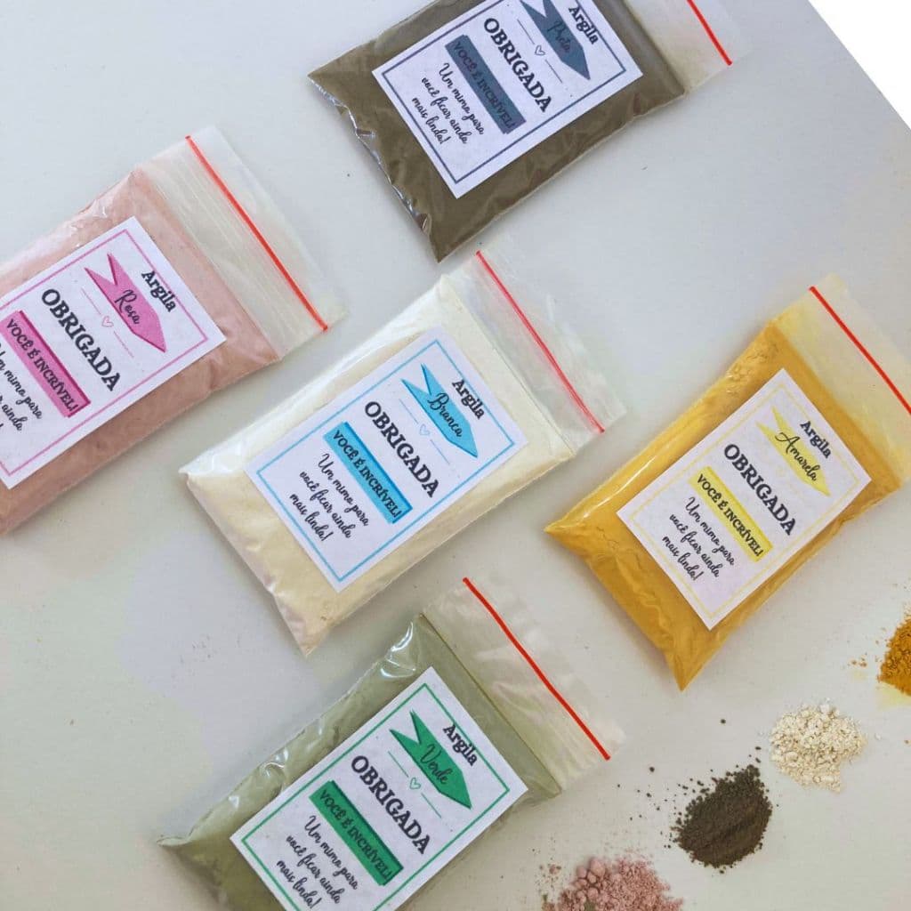 Kit 30/50 Sachês de Argila Verde Rosa Roxa Marrom Amarelo Mimos Clientes no saquinho Lembrancinha kit skin care Promoção