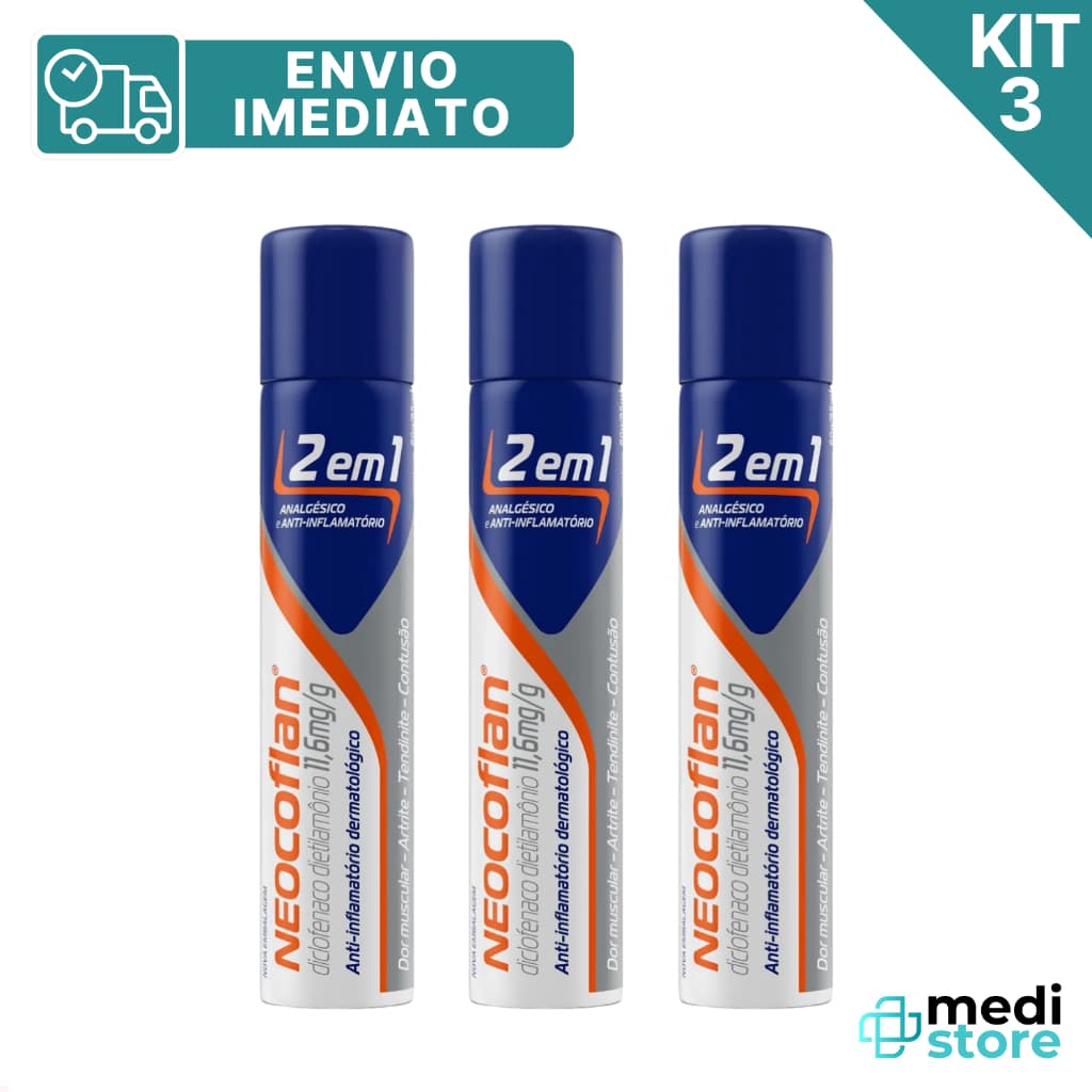 Kit com 3 - Neocoflan Spray Aerosol 2 em 1 Anti-inflamatório 85 mL - Envio Imediato