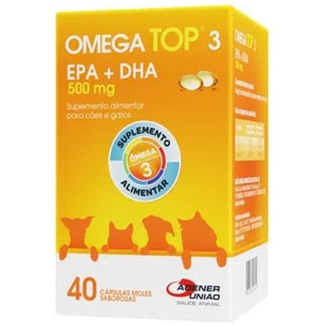 Omega Top 3 Suplemento Alimentar Para Cães e Gatos 500 Mg