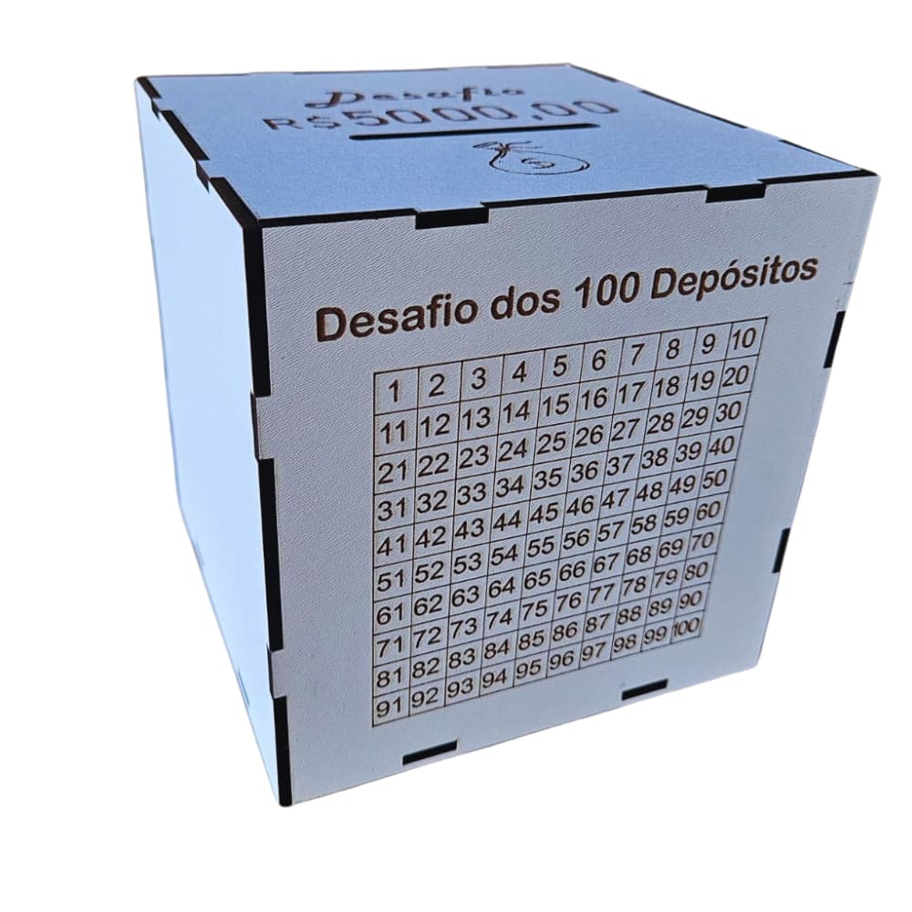 Cofre Desafios dos 100 Depósitos 1mil 5 Mil 10 Mil Escolha Sua MetaCaixa Dinheiro de Madeira Japonês
