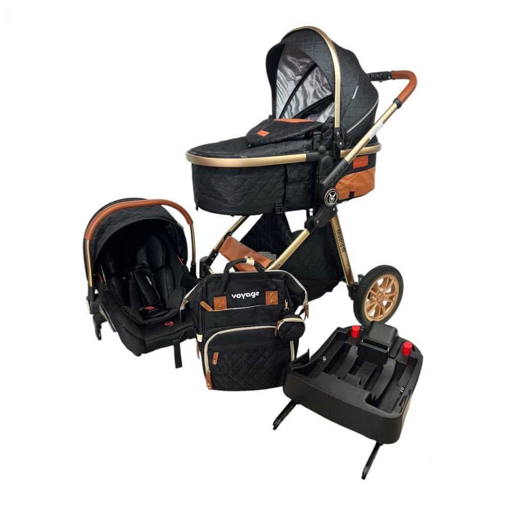 Carrinho De Bebê Europeu Luxo 3 Em 1 Voyage com Mochila - Bebê Conforto e Base Isofix Veicular