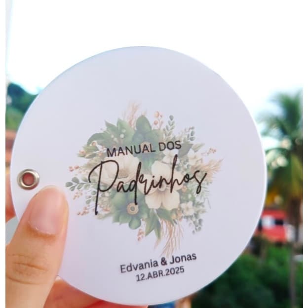 Manual de Padrinhos redondo com capa em papel vegetal - todas as cores