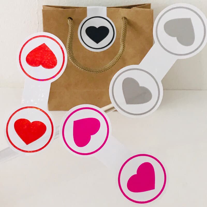 Lacre Adesivo para Sacola Coração com Moldura 8x3,5cm