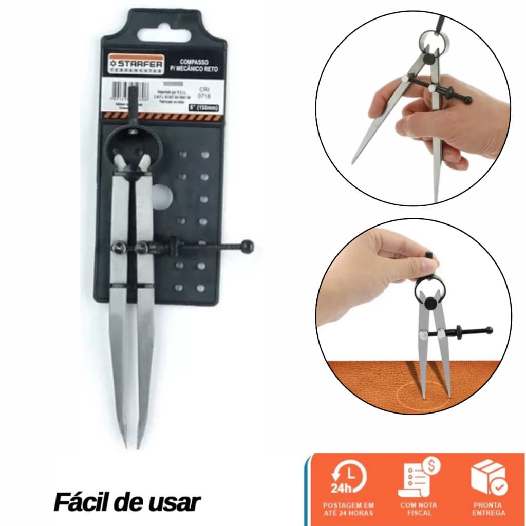 Compasso Reto Para Mecânico 6 Polegadas Manual 150mm
