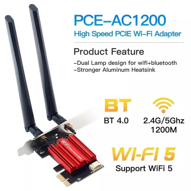 Placa de rede wi-fi e Bluetooth - Original Fenvi - adaptador sem fio - PCI-E, Wi-Fi 5, AC1200