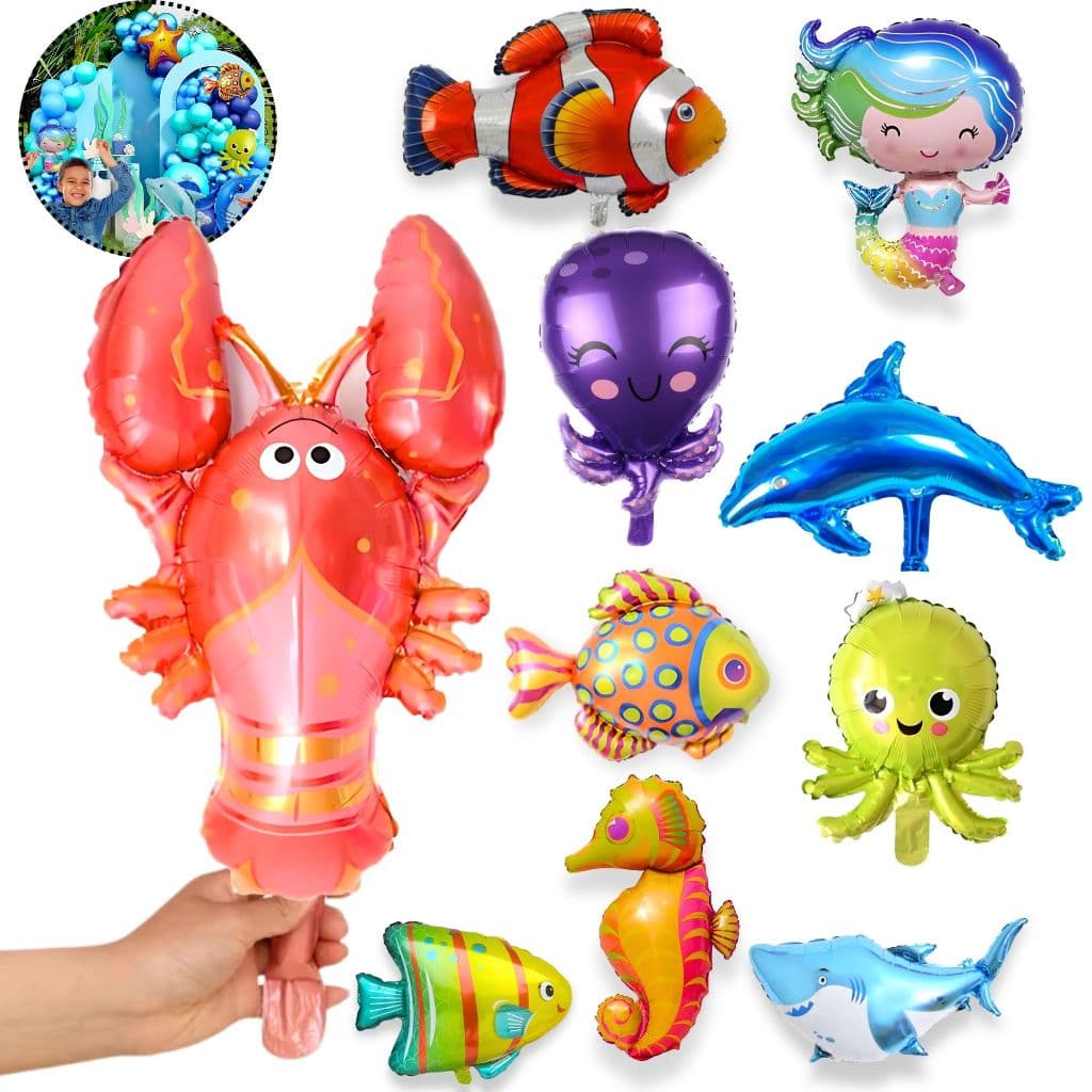 Kit Balão Fundo Do Mar Pequeno Metalizado Centro de Mesa Sereia/Peixinho Aniversário Decoração