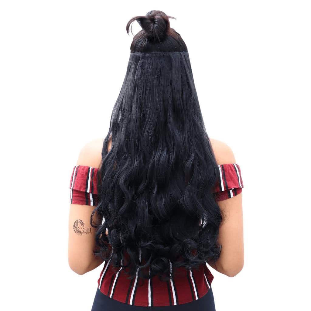 Aplique Liso Ondulado Tic Tac Removível - Macio - 70cm - Semelhante Ao Cabelo Humano - Weng