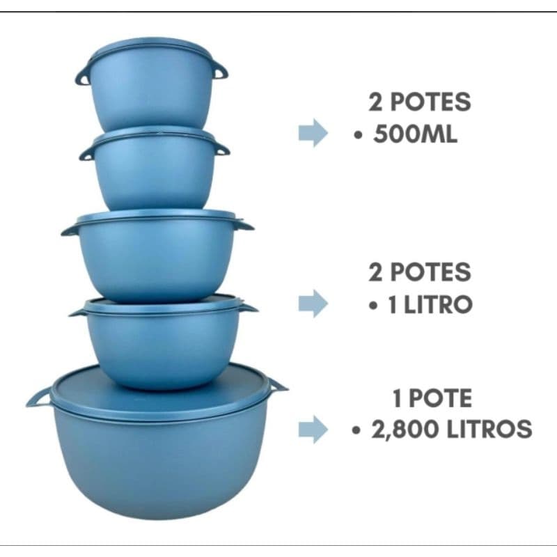 kit 5 potes Bowl plastico redondos material LIVRE BPA