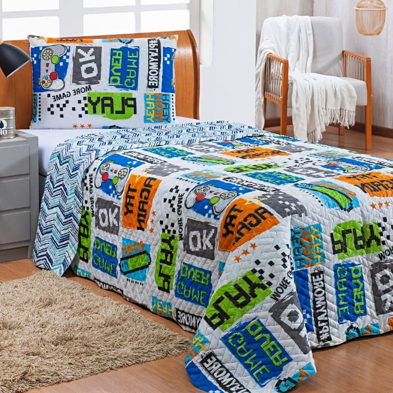 Cobre Leito Colcha Solteiro Estampado Dupla Face Menino Menina Varias Cores