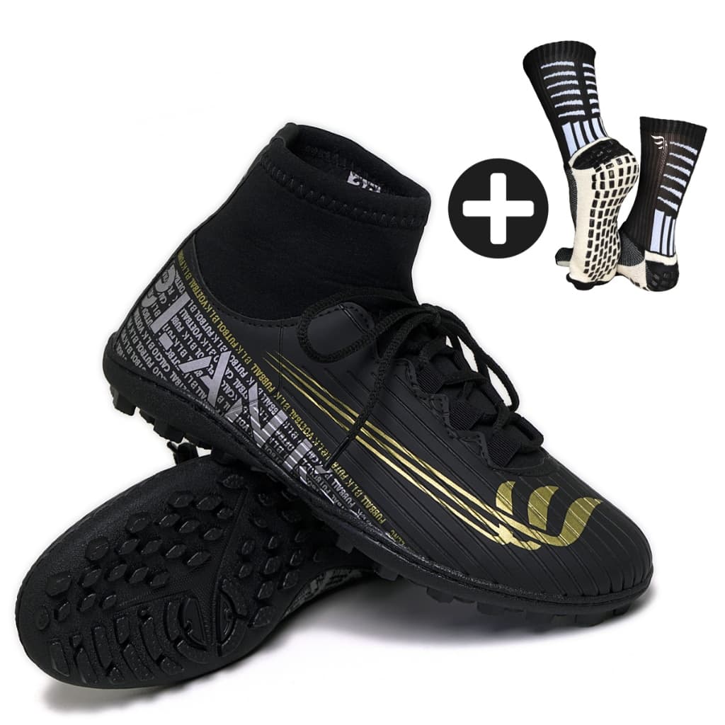 Chuteira Society Botinha Blank Star PD Totalmente Costurada com Meia Antiderrapante BLK PRO SOCCER