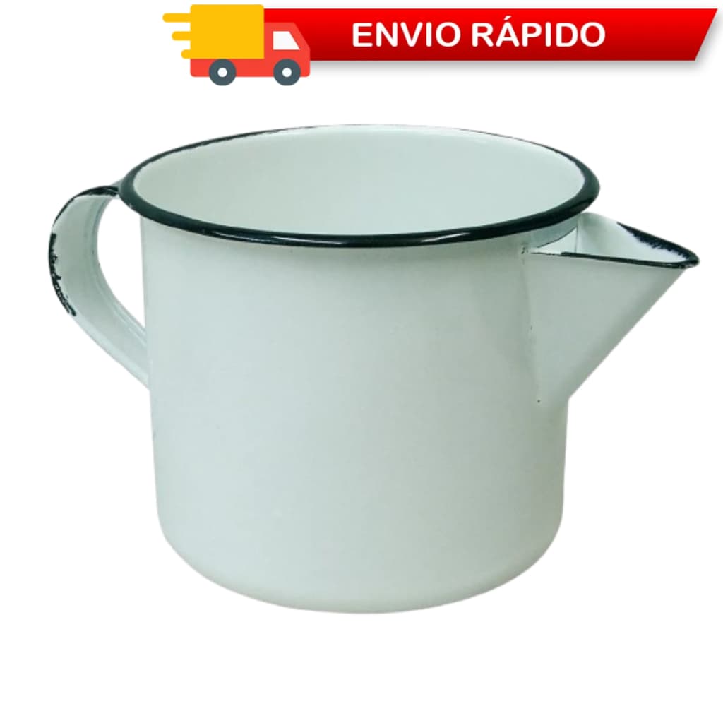 Caneca Esmaltada c/ Bico 1 Litro Leiteira para Ferver Água Leite da Vovó Vintage Retro Antiga Agata