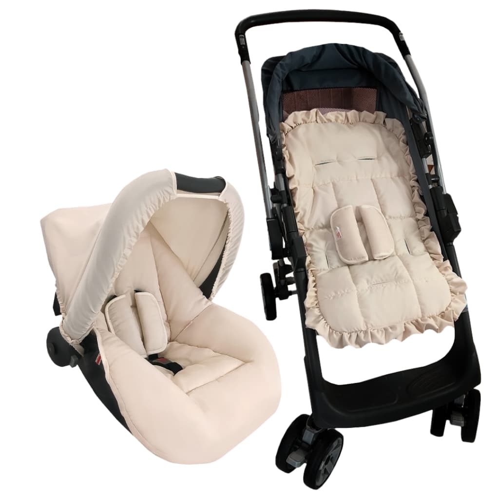 Kit Capa de Bebê Conforto, Capota + Protetores de Cinto e Capa de Carrinho Com Protetores