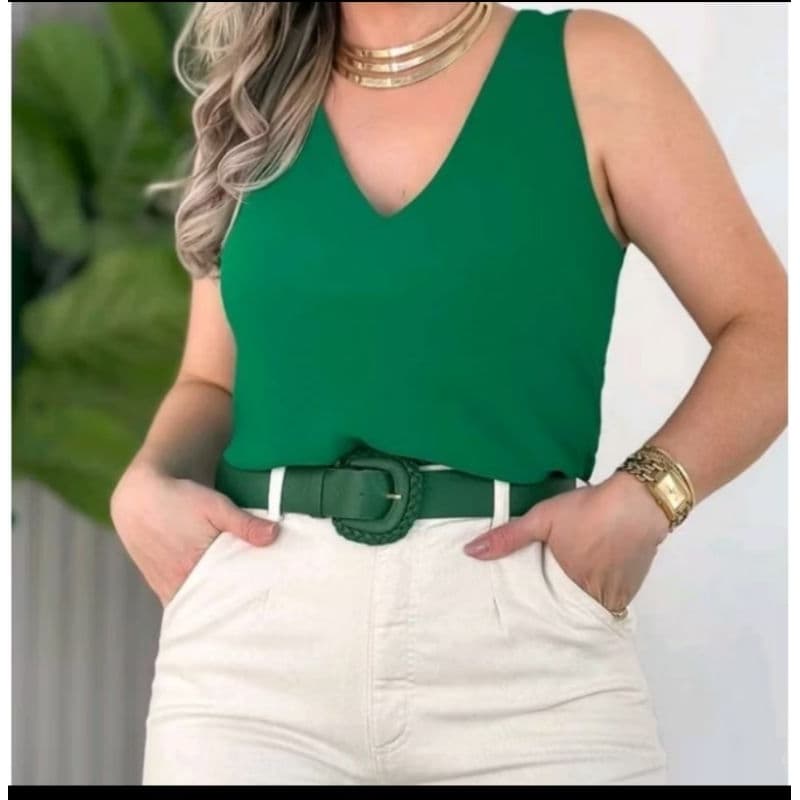 Blusa Regata Feminina Alça Larga Tecido Duna Verão 2026