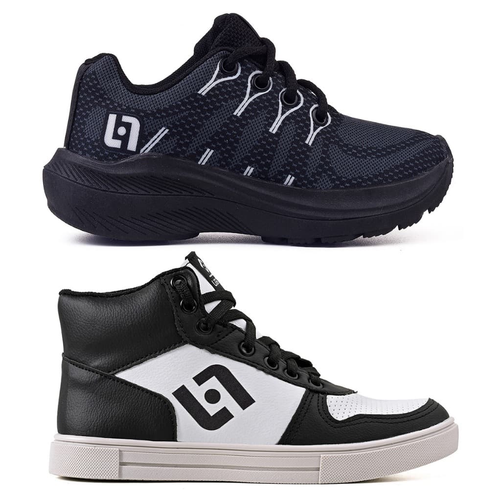 Kit 2 Tênis Infantil Casual Escolar Meninos Basico Street Jogger