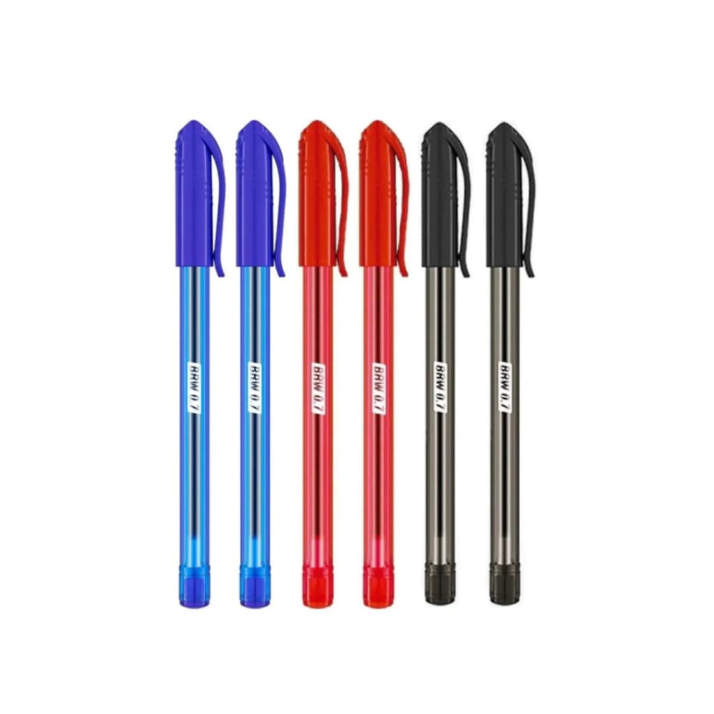 Kit Caneta Esferográfica Ponta Fina 0.7mm Azul Preta Vermelha Triplet