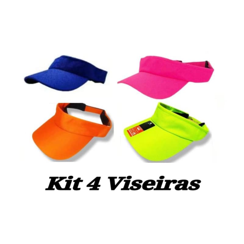 Kit 4 Viseiras Boné Dri Fit Lisa ajustável com Aba Curva Praia Piscina Corrida Verão Moda Tendência