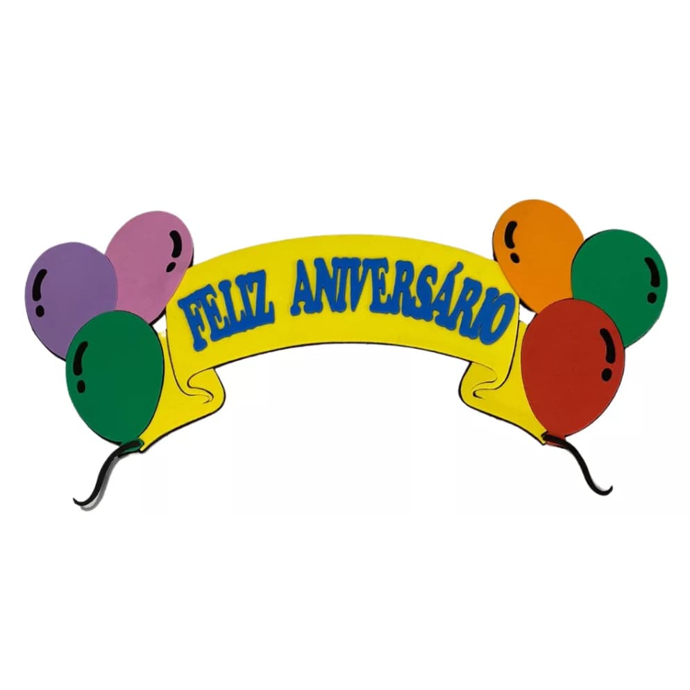 Feliz Aniversário, Faixa Feliz Aniversário em EVA, Decoração Festa