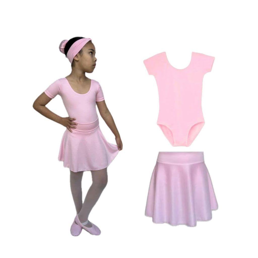 Kit Ballet 2 itens/ 1 Collant Com Manga+ 1 Saia de Cós - infantil (ROSA ou PRETO)