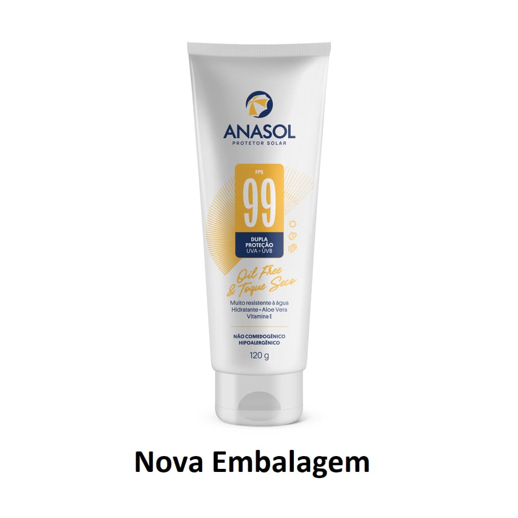 Protetor Solar Corporal em Creme Anasol Fps 99 Oil Free, Toque Seco com Aloe Vera e Vitamina E 120g