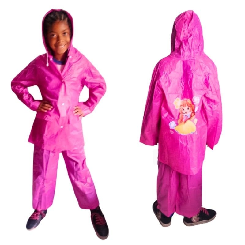 Kit Calça+Capa de Chuva Infantil Escolar Menina Menino Criança C/Capuz